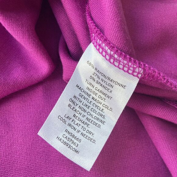 Halogen Blouse Sz M Magenta Pink 3/4 Sleeve Double V Neck Top Stretch Fun Womens - Picture 6 of 10